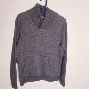 Ocean Current Navy Blue Heathered Shawl Collar Sweatshirt Pockets Pullover M